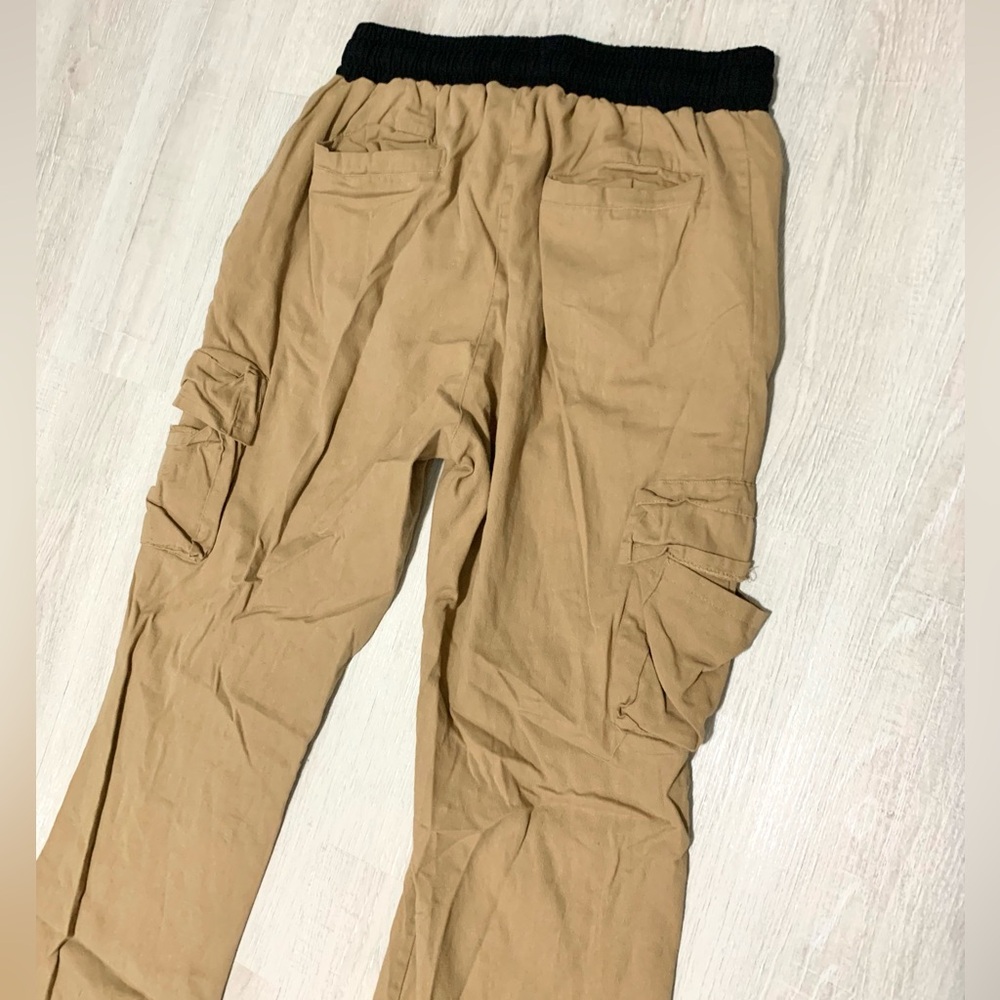 MNML Cargo Drawcord Jogger Pants Khaki Black Drawstring Large - Picture 6 of 12